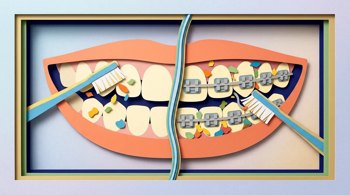 how to brush teeth with braces