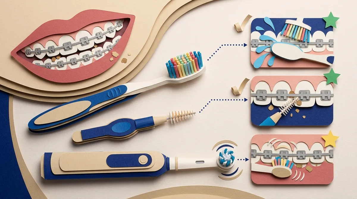 how to brush teeth with braces