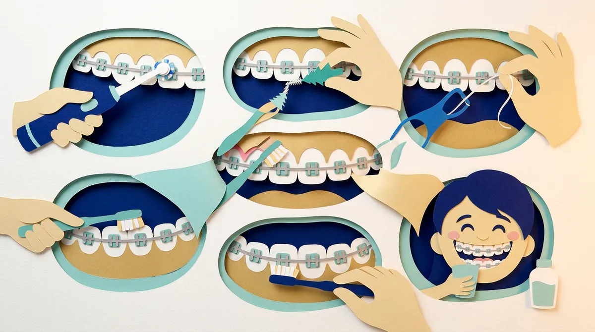 how to brush teeth with braces